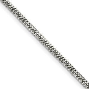 Men's 3.2mm Stainless Steel Round Bismark Mesh Chain Necklace, 20 Inch